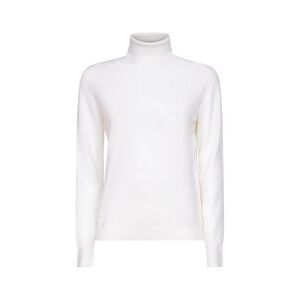 Blanca Vita Women White Lightweight Virgin Wool Knit Turtleneck Sweater